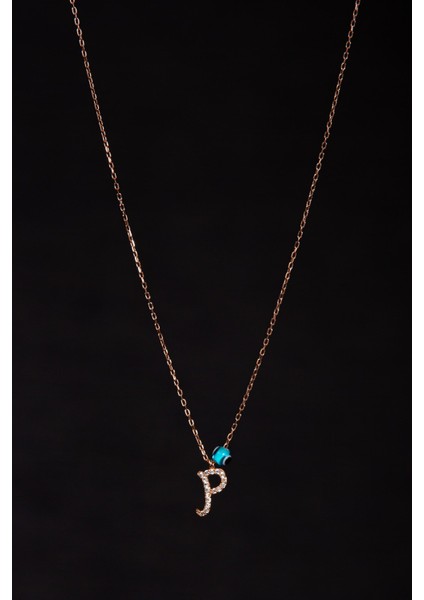 Beyaz Zirkon Taşlı P Harf Kolye Rose Gümüş Altın Kaplama Kadın Gümüş Kolye 925 Ayar fırsatları