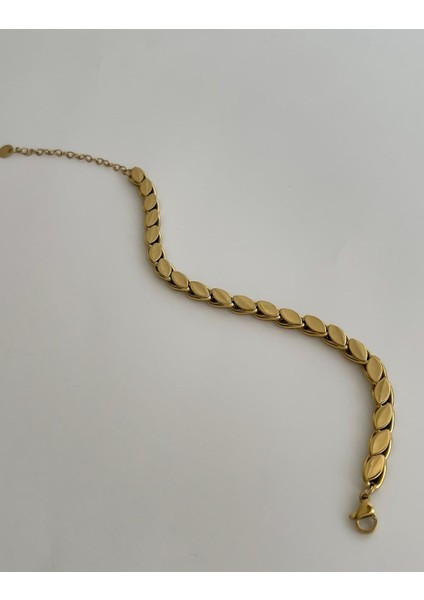 Stainless Steel Çelik Kuyumcu Model Arpa Gold Bileklik