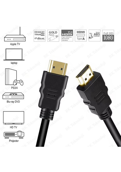 HDMI Erkek-Erkek Kablo 3D Full Hd 1080P 1 Metre