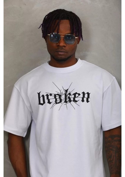 Erkek Baskılı Bisiklet Yaka T-Shirt 20/1 Penye - Beyaz modelleri