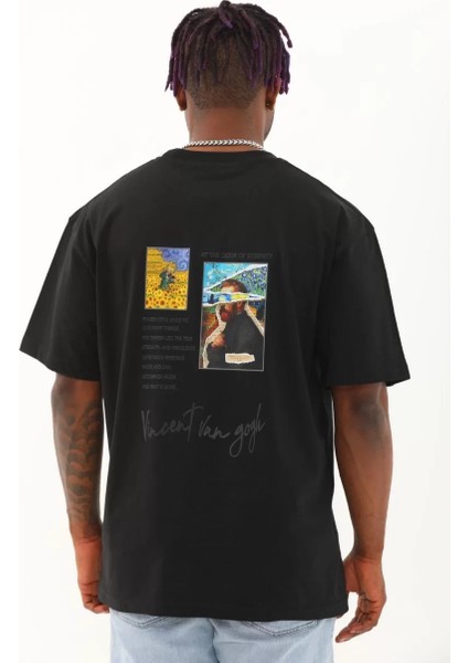 Erkek Baskılı Bisiklet Yaka T-Shirt 20/1 Penye - Siyah indirimleri