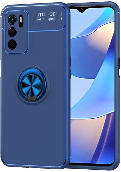 Oppo A16 Kılıf Ravel Yüzüklü Standlı Silikon Kapak