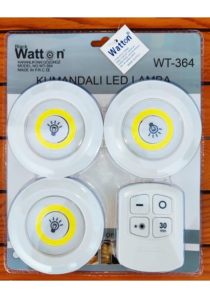 MR Shopping Mr WN-364 Ile Uyumlu Dekoratif Kablosuz Uzaktan Kumandalı Pilli Spot LED Lamba, Beyaz, 3'lü