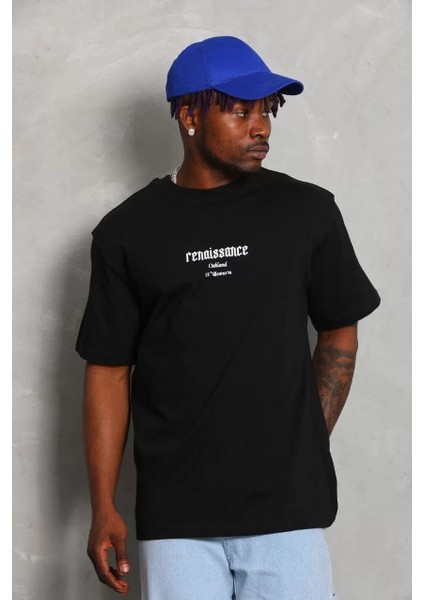 Erkek Baskılı Bisiklet Yaka T-Shirt 20/1 Penye - Siyah