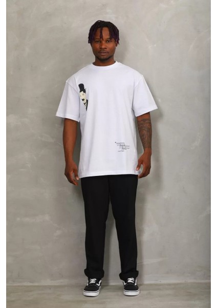 Erkek Baskılı Bisiklet Yaka T-Shirt 20/1 Penye - Beyaz fırsatları