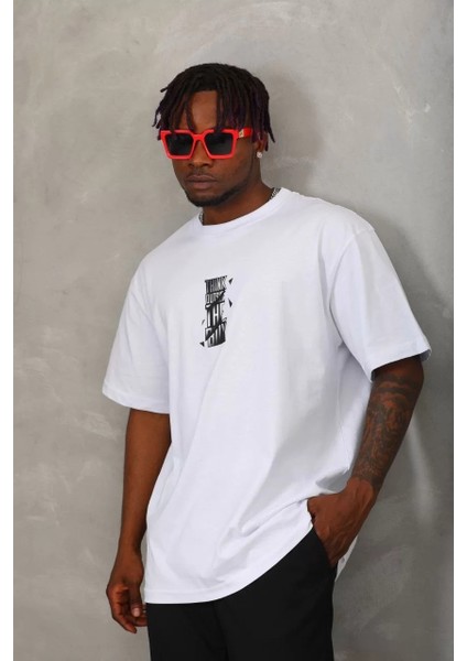 Erkek Baskılı Bisiklet Yaka T-Shirt 20/1 Penye - Beyaz fiyatları