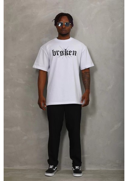 Erkek Baskılı Bisiklet Yaka T-Shirt 20/1 Penye - Beyaz fırsatları