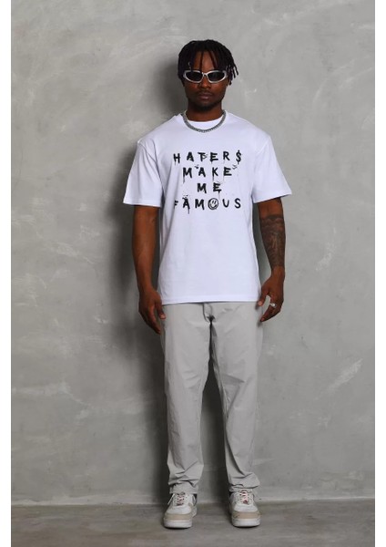 Erkek Baskılı Bisiklet Yaka T-Shirt 20/1 Penye - Beyaz fırsatları