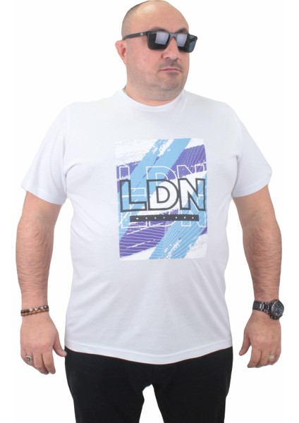 Mocgrande Erkek Büyük Beden Sıfır Yaka Tişört Ldn 23183 Beyaz