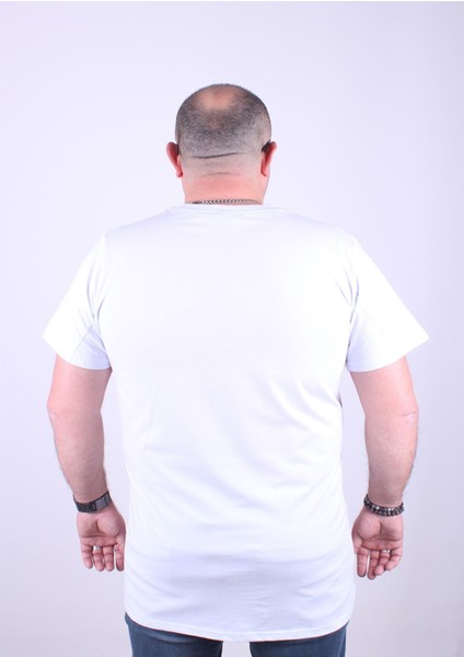 Mocgrande Erkek Büyük Beden Sıfır Yaka Tişört Ldn 23183 Beyaz modelleri