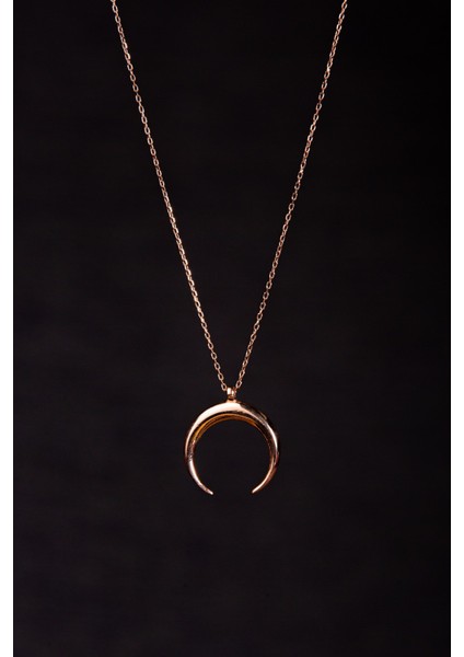 Rose Altın Kaplama Hilal Kadın Gümüş Kolye 925 Ayar fırsatları