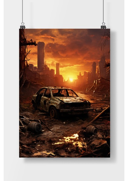 Postercity Kıyamet Sonrası Insan Sanat Poster Çerçevesiz Parlak Kağıt