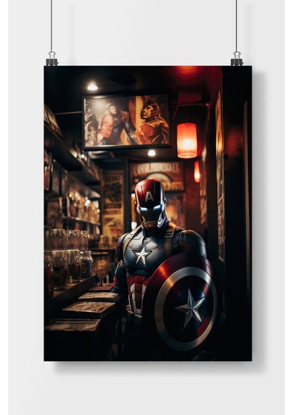 Postercity Kaptan Amerika Film Poster Çerçevesiz Parlak Kağıt
