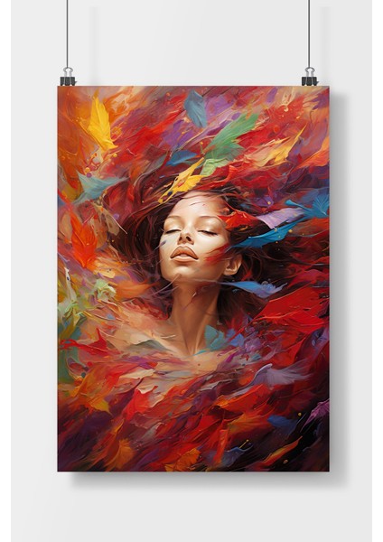 Postercity Renkli Karmaşıklı Içinde Kız Sanat Poster Çerçevesiz Parlak Kağıt