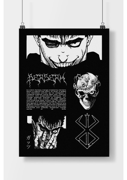 Postercity Berserk Anime Poster Çerçevesiz Parlak Kağıt