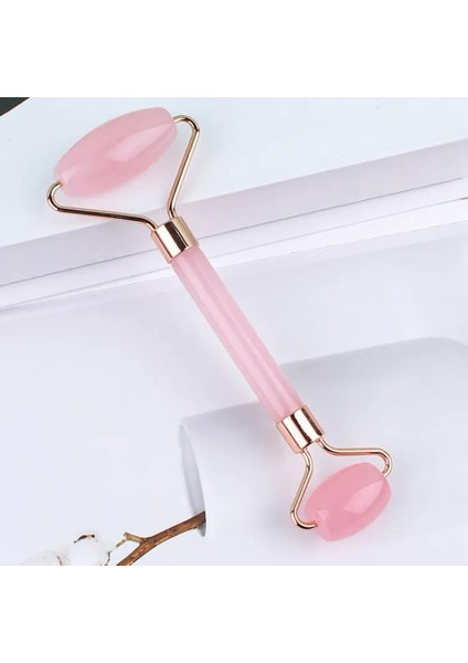 Pembe Kuvars Doğal Taş Rose Face Roller Çift Taraflı Masaj Aleti