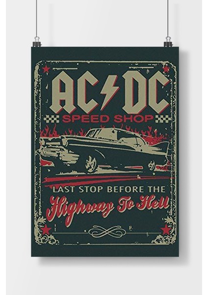 Postercity Acdc Rock Poster Çerçevesiz Parlak Kağıt