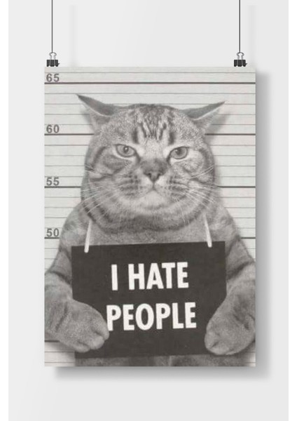 Postercity I Hate People Kedi Poster Çerçevesiz Parlak Kağıt