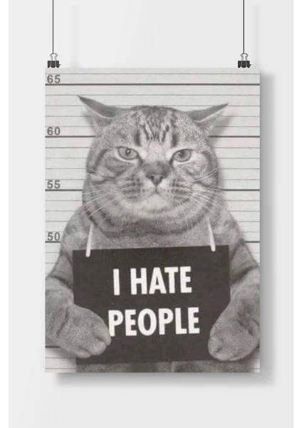 Poster City Postercity I Hate People Kedi Poster Çerçevesiz Parlak Kağıt