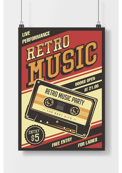 Postercity Retro Music Retro Poster Çerçevesiz Parlak Kağıt