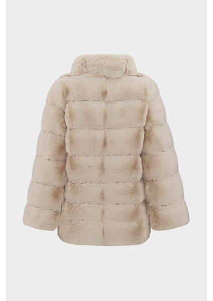 AÇELYAOKCU Premium Dik Yaka Kadın Rex Kürk Kaban fiyatları