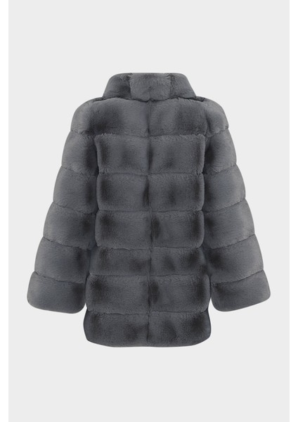 AÇELYAOKCU Premium Dik Yaka Kadın Rex Kürk Kaban fiyatları