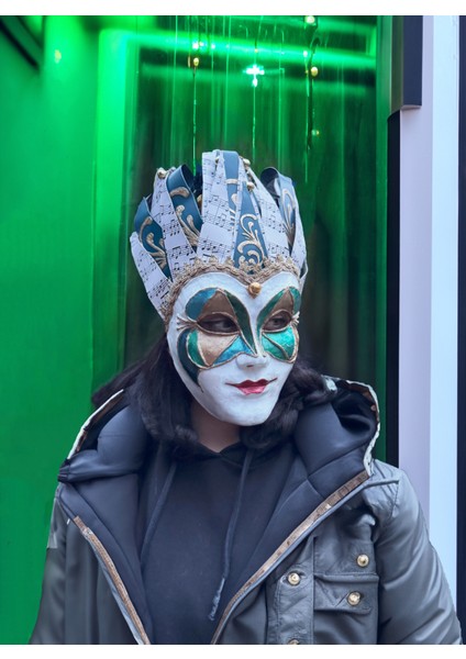 Yeşil Jester Karnaval Venedik Maskesi fırsatları