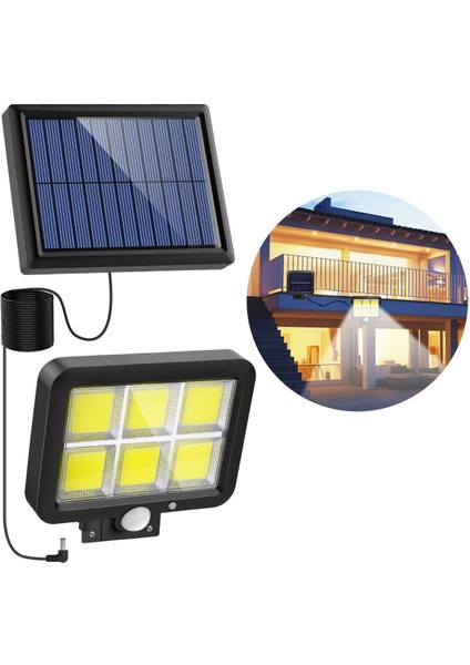 Main Shop Hareket Sensörlü Güneş Enerjili Solar Şarjlı Bahçe LED Aydınlatma 3 Modlu LED Duvar Lambası