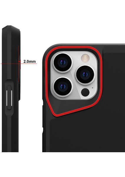 iPhone 15 Pro Max Uyumlu Kılıf Case, Metal Standlı Mat Airbag Anti Shock Tpu Kapak Cover Siyah