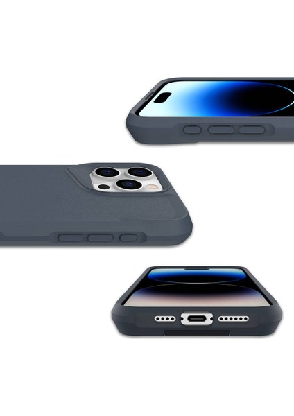 iPhone 15 Pro Uyumlu Kılıf Case, Metal Standlı Mat Airbag Anti Shock Tpu Kapak Cover Gri