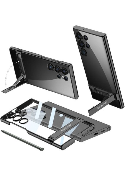 Samsung Galaxy S24 Ultra Uyumlu Kılıf Protector Gkk Series, Kamera Korumalı Şeffaf Standlı Kapak
