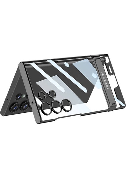 Samsung Galaxy S24 Ultra Uyumlu Kılıf Protector Gkk Series, Kamera Korumalı Şeffaf Standlı Kapak