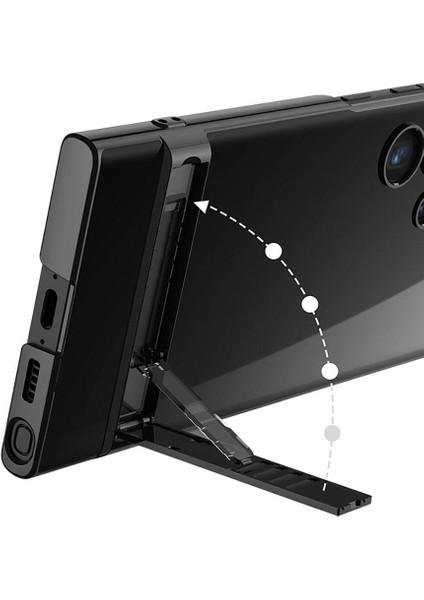 Samsung Galaxy S24 Ultra Uyumlu Kılıf Protector Gkk Series, Kamera Korumalı Şeffaf Standlı Kapak