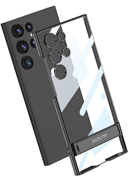 Samsung Galaxy S24 Ultra Uyumlu Kılıf Protector Gkk Series, Kamera Korumalı Şeffaf Standlı Kapak