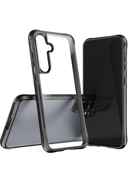 Samsung Galaxy S24 Plus Uyumlu Kılıf Şeffaf Sert Kapak Transparent Hard Pc Cover Siyah