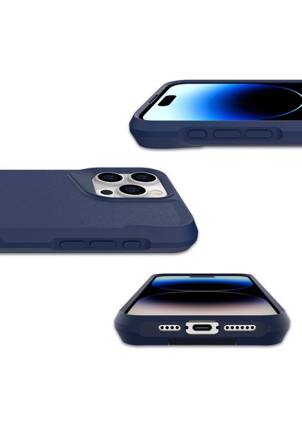 iPhone 15 Pro Max Uyumlu Kılıf Case, Metal Standlı Mat Airbag Anti Shock Tpu Kapak Cover Lacivert