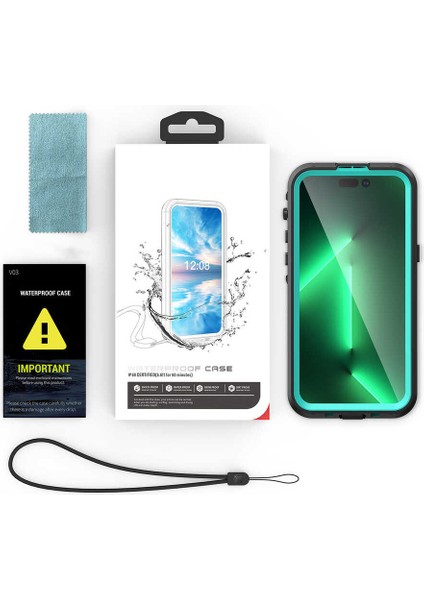 iPhone 14 Pro Uyumlu Kılıf Case, 360 Derece Koruyucu 2metre Su Geçirmez Kapak Waterproof Cover