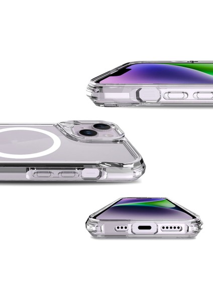 iPhone 15 Plus Kılıf Case, Magnet Magsafe Şarj Özellikli Şeffaf Magnet Magsafe Transparent Cover