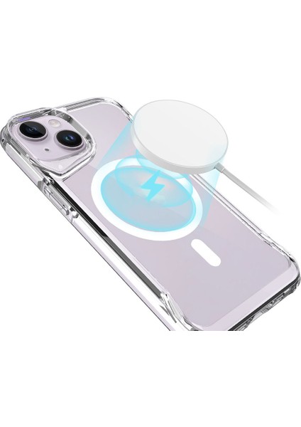 iPhone 15 Plus Kılıf Case, Magnet Magsafe Şarj Özellikli Şeffaf Magnet Magsafe Transparent Cover