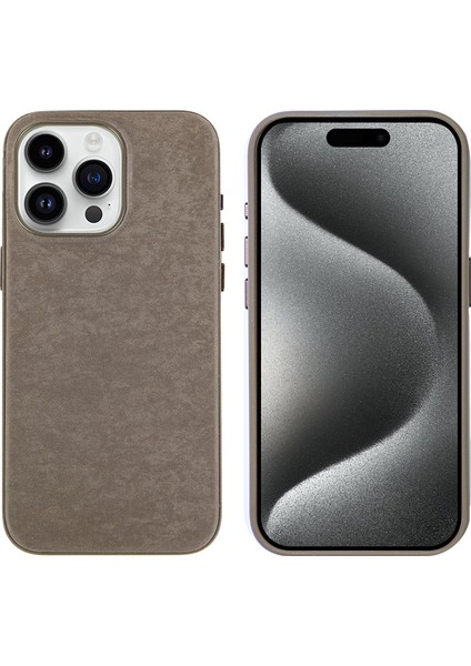 iPhone 15 Pro Max Uyumlu Kılıf Case, Mikro Fiber Dış ve Kadife Iç Yüzeyli, Microfiber Cover Kahvrngi