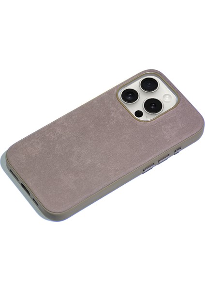 iPhone 15 Pro Max Uyumlu Kılıf Case, Mikro Fiber Dış ve Kadife Iç Yüzeyli, Microfiber Cover Kahvrngi