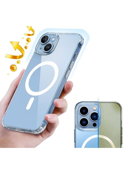 iPhone 15 Plus Uyumlu Kılıf Case, Transparent Hard Pc With Magsafe Charging Feature Cover