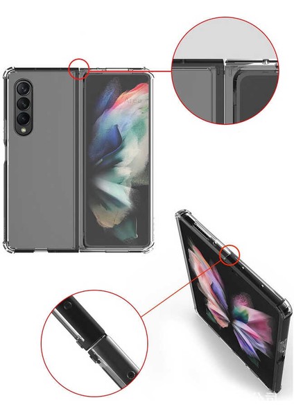 Samsung Galaxy Z Fold 3 Uyumlu Kılıf Tamamen Şeffaf Anti Şok Airbag Anti Shock Esnek Sert Silikon