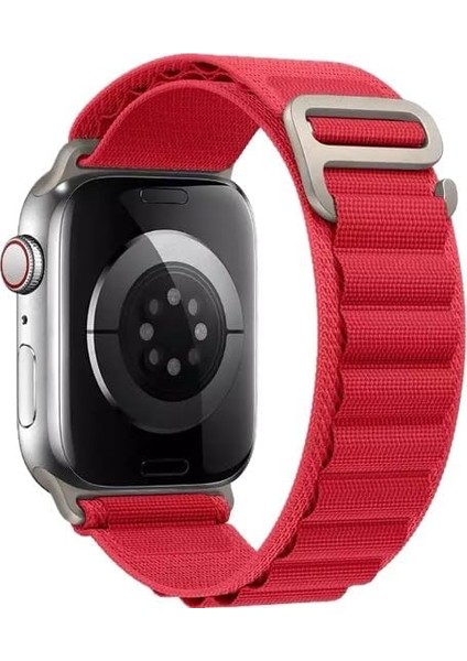 Apple Watch Uyumlu 42MM 44MM 45MM 49MM 1/2/3/4/5/6/se/7/8/9ultra Mountain Kordon Kırmızı