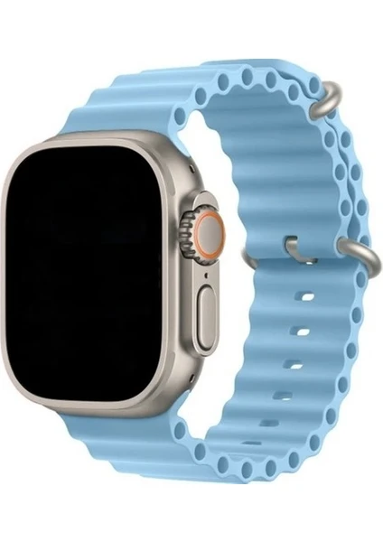 Apple Watch Uyumlu 42 mm 1/2/3/4/5/6/se/7/8/9ultra Ocean Kordon Kordon Açık Mavi