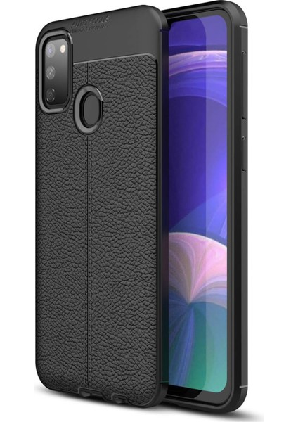 Samsung Galaxy M30S Kılıf Focus Derili Silikon - Siyah