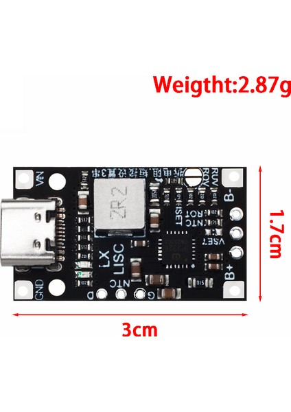 Tip-C USB 2-3s Bms 15W 8.4V 12.6V 1.5A Lityum Li-Ion Şarj Takviye Modülü Dengeli Destekli Göstergeli Hızlı Şarj (Yurt Dışından)