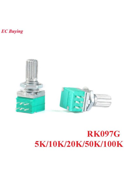5 Adet Çift Potansiyometre 6pın RK097G B5K B10K B20K B50K B100K 5k 10K 20K 50K 100K Ohm Kolu 15MM Ses Amplifikatörü (Yurt Dışından)
