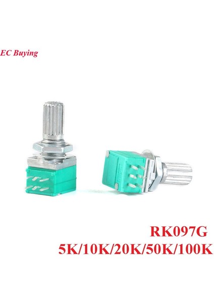 5 Adet Çift Potansiyometre 6pın RK097G B5K B10K B20K B50K B100K 5k 10K 20K 50K 100K Ohm Kolu 15MM Ses Amplifikatörü (Yurt Dışından)