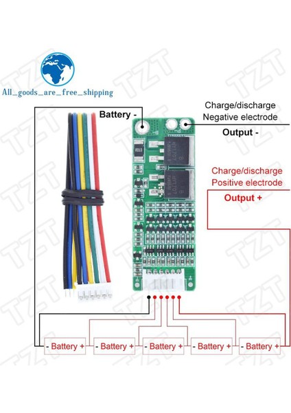 Tzt 5s 15A Li-Ion Lityum Pil Bms 18650 Şarj Koruma Kartı 18V 21V Hücre Koruma Devresi (Yurt Dışından)